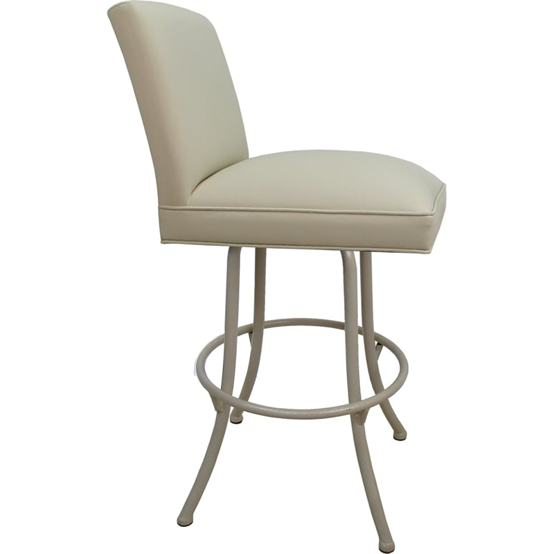 Set of 3 Swivel Metal Bar Stools - Sommerville Noam - Beige Vinyl - Beige