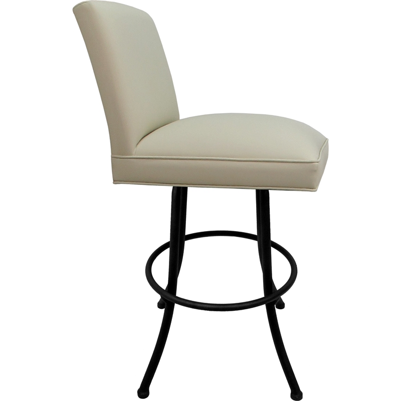 Set of 3 Swivel Metal Bar Stools - Sommerville Noam - Beige Vinyl - Black