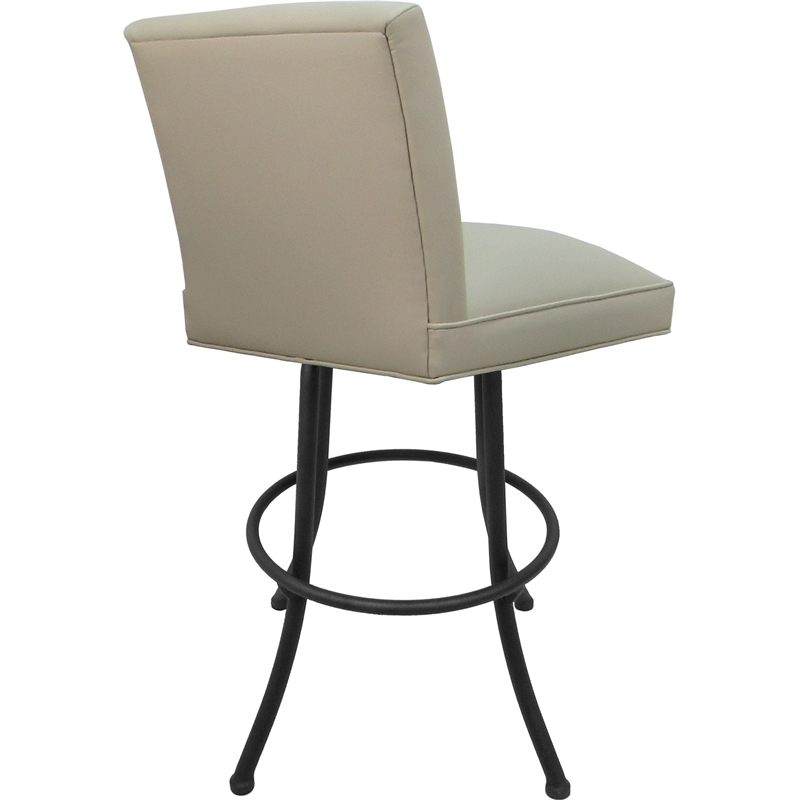 Set of 3 Swivel Metal Bar Stools - Sommerville Noam - Beige Vinyl - Gray