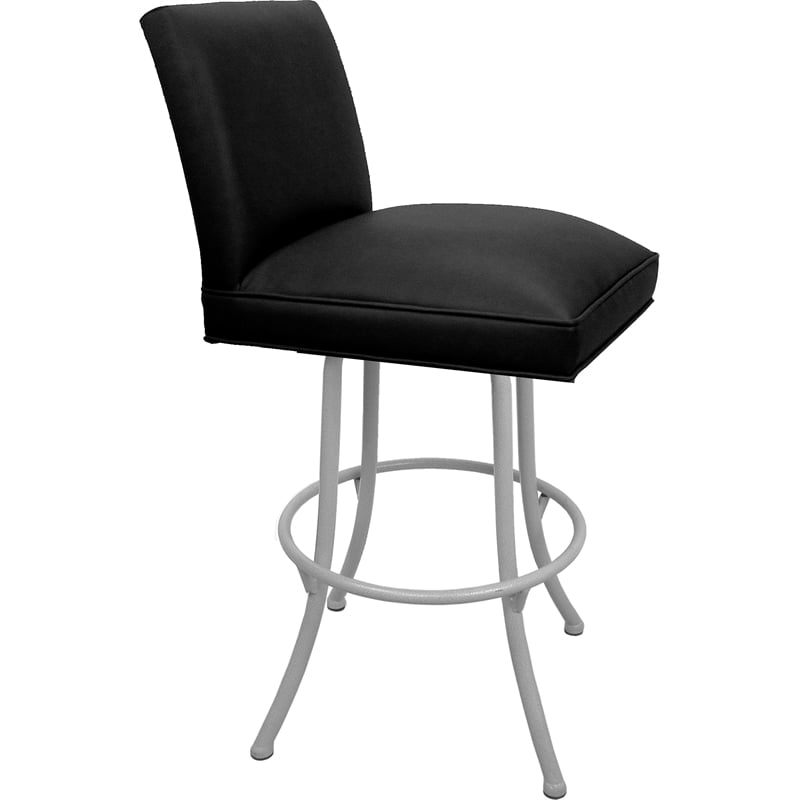 Set of 3 Swivel Metal Bar Stools - Sommerville Noam - Black Vinyl - White
