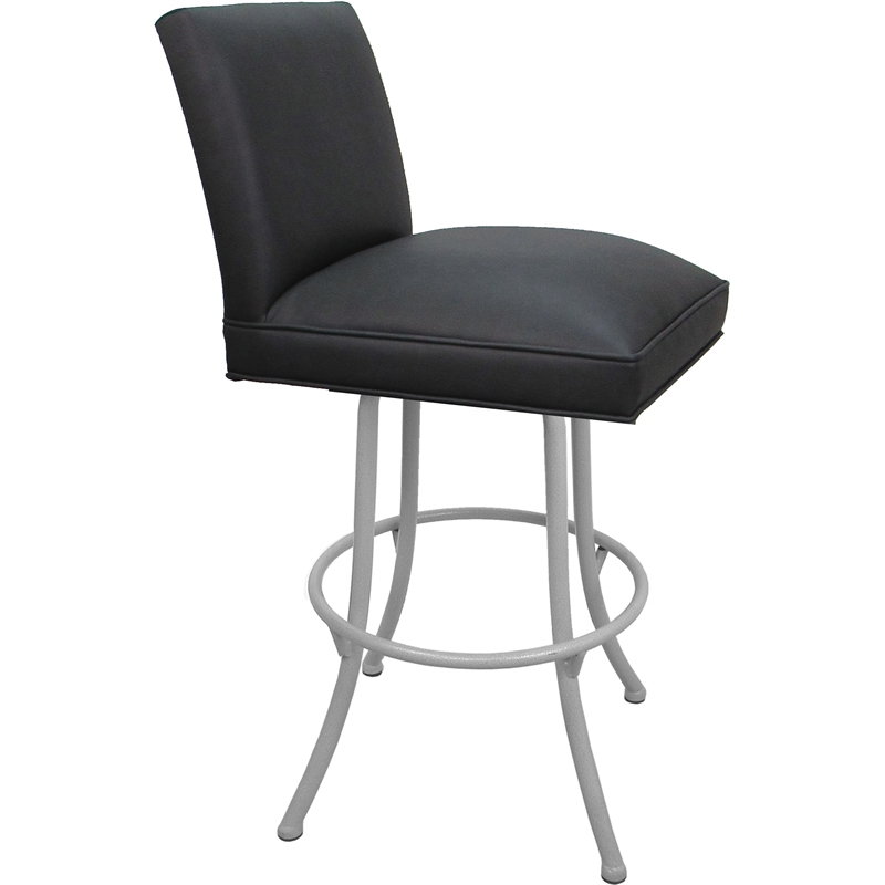 Set of 3 Swivel Metal Bar Stools - Sommerville Noam - Gray Vinyl - White