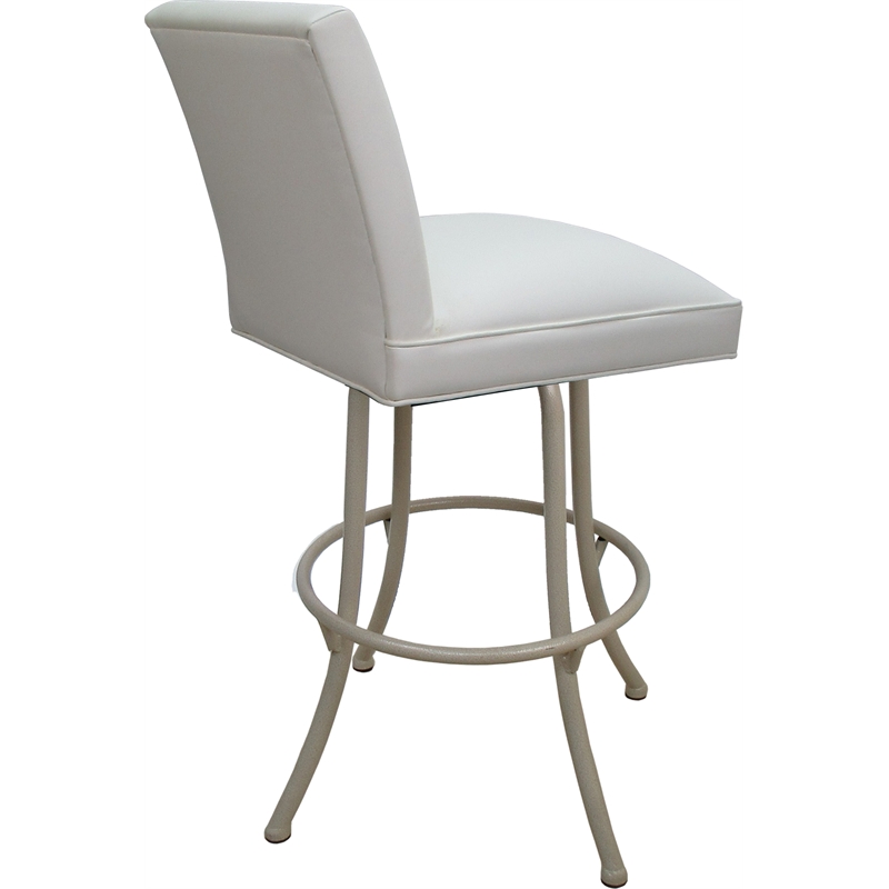 Set of 3 Swivel Metal Bar Stools - Sommerville Noam - White Vinyl - Beige