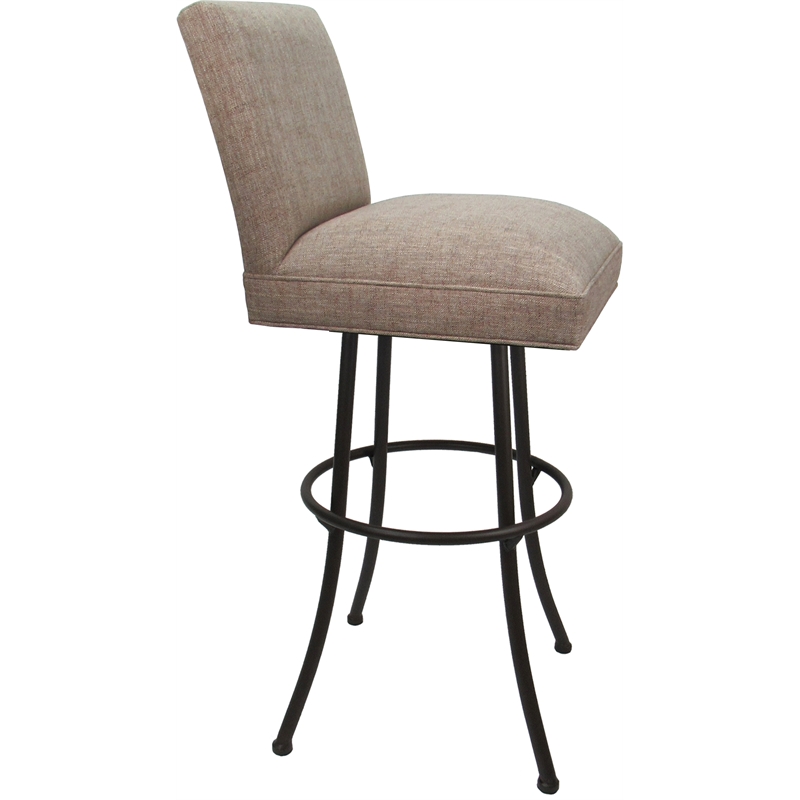 Set of 3 Swivel Metal Bar Stools - Sommerville Noam - Basin Beige Fabric - Brown