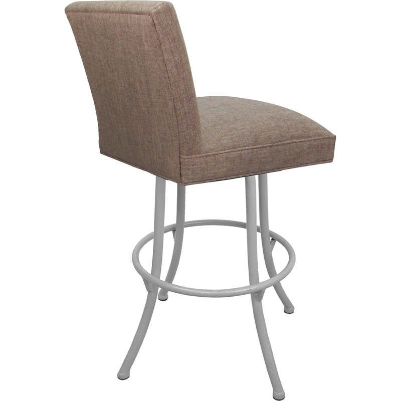 Set of 3 Swivel Metal Bar Stools - Sommerville Noam - Basin Beige Fabric - White