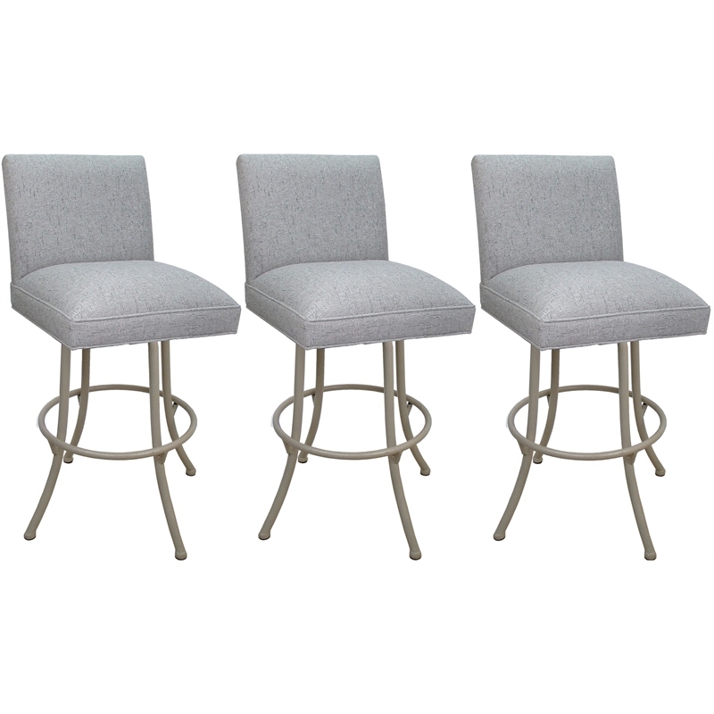 Set of 3 Swivel Metal Bar Stools Sommerville Noam - Hemsath Slate Fabric - Beige