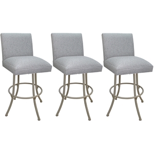 Set of 3 Swivel Metal Bar Stools Sommerville Noam - Hemsath Slate Fabric - Beige
