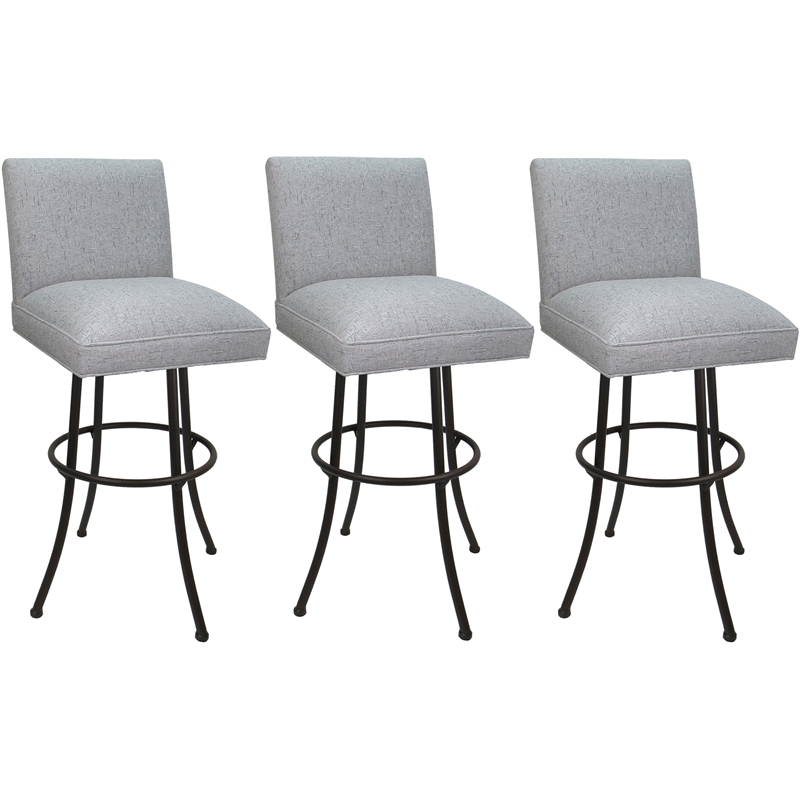 Set of 3 Swivel Metal Bar Stools Sommerville Noam - Hemsath Slate Fabric - Brown