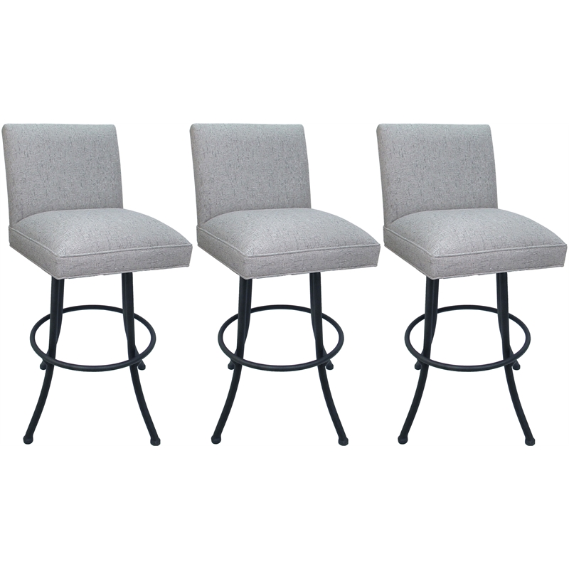 Set of 3 Swivel Metal Bar Stools Sommerville Noam - Hemsath Slate Fabric - Gray