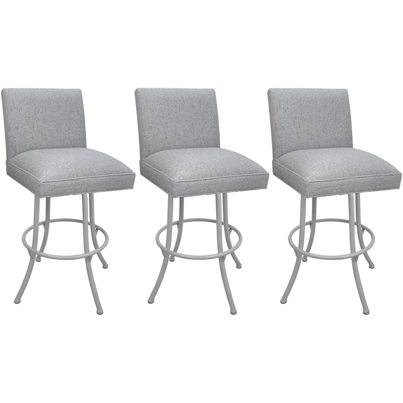 Set of 3 Swivel Metal Bar Stools Sommerville Noam - Hemsath Slate Fabric - White