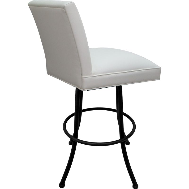 Set of 3 Swivel Metal Bar Stools - Sommerville Noam - White Vinyl - Black