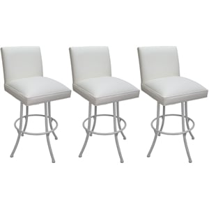 Set of 3 Swivel Metal Bar Stools - Sommerville Noam - White Vinyl - White