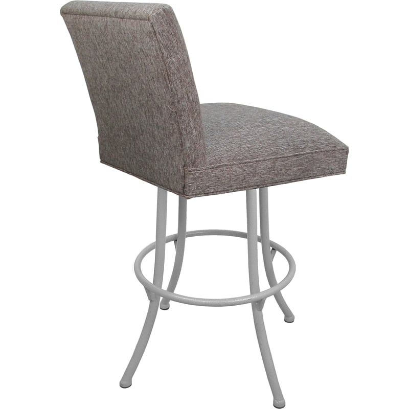 Set of 3 Swivel Metal Bar Stools - Sommerville Noam - Mojave Gray Fabric - White