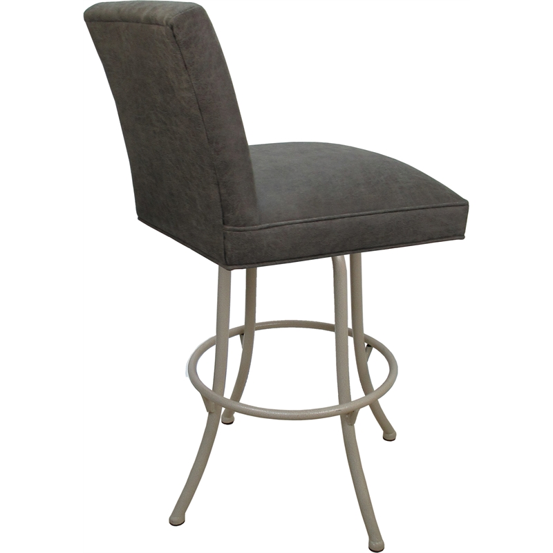 Set of 3 Swivel Metal Bar Stools - Sommerville - NW Elk Charcoal Fabric - Beige