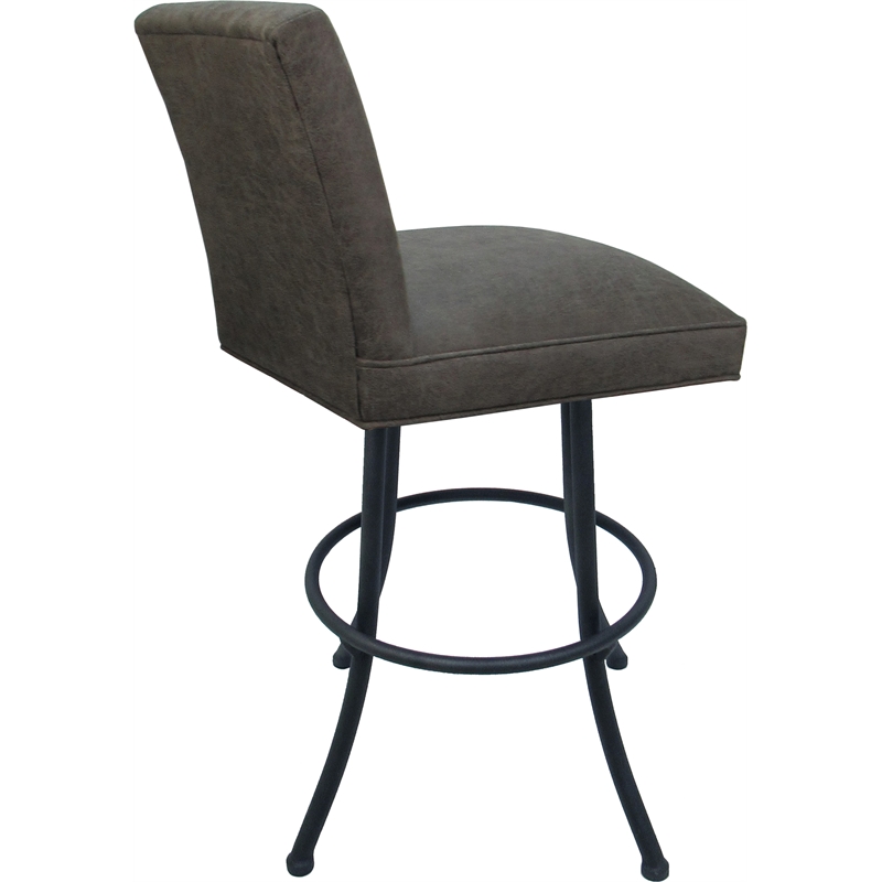 Set of 3 Swivel Metal Bar Stools - Sommerville - NW Elk Charcoal Fabric - Gray
