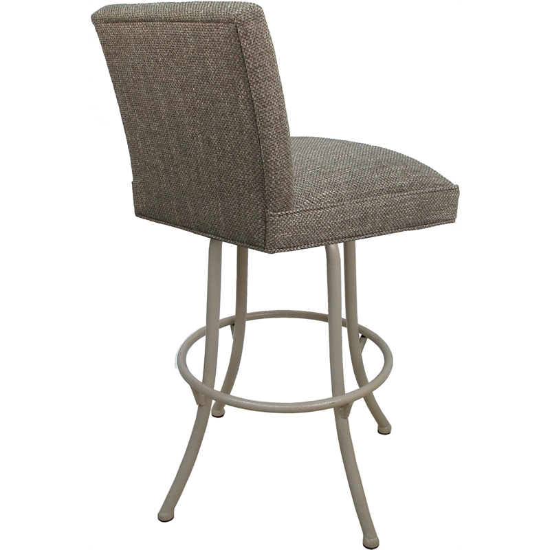 Set of 3 Swivel Metal Bar Stools - Sommerville - Plumley Cocoa Fabric - Beige