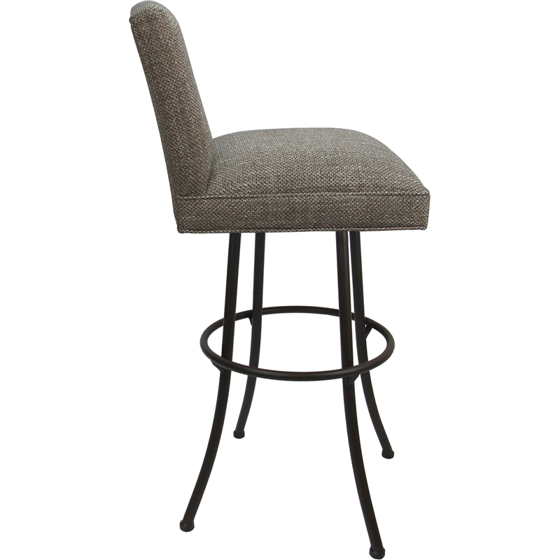 Set of 3 Swivel Metal Bar Stools - Sommerville - Plumley Cocoa Fabric - Brown