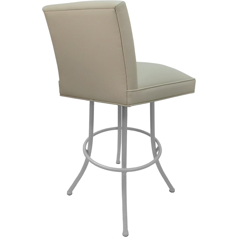 Set of 3 Extra Tall Swivel Metal Stools - Sommerville Noam - Beige Vinyl - White
