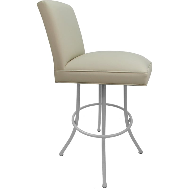 Set of 3 Extra Tall Swivel Metal Stools - Sommerville Noam - Beige Vinyl - White