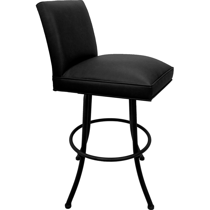 Set of 3 Extra Tall Swivel Metal Stools - Sommerville Noam - Black Vinyl - Black