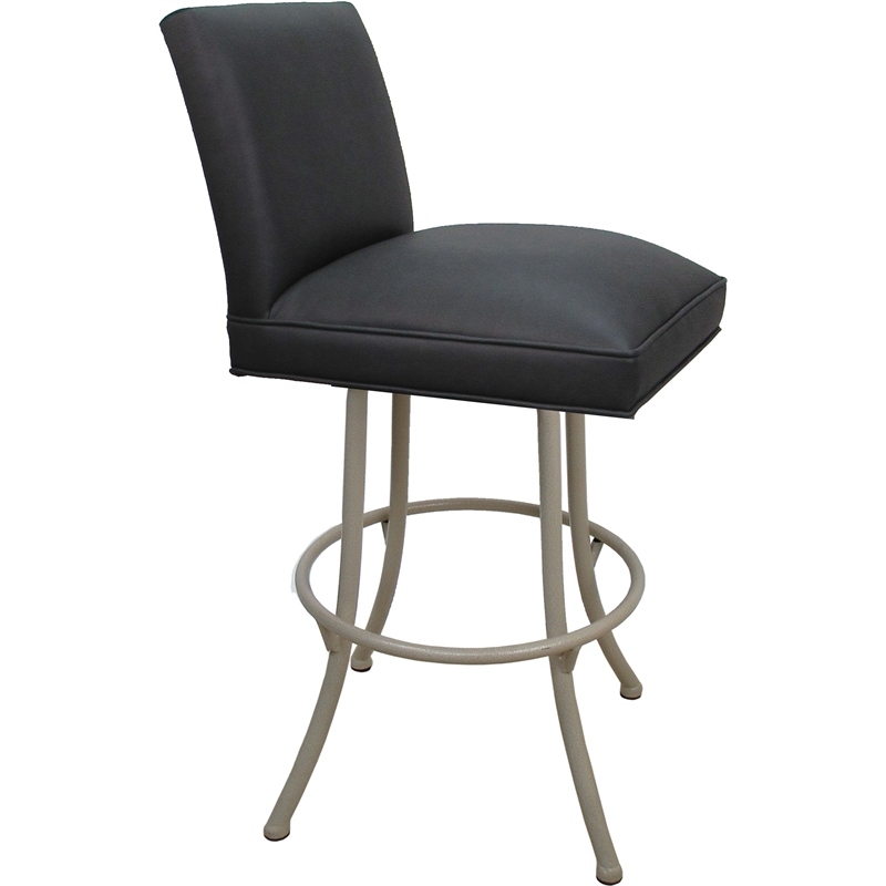 Set of 3 Extra Tall Swivel Metal Stools - Sommerville Noam - Gray Vinyl - Beige