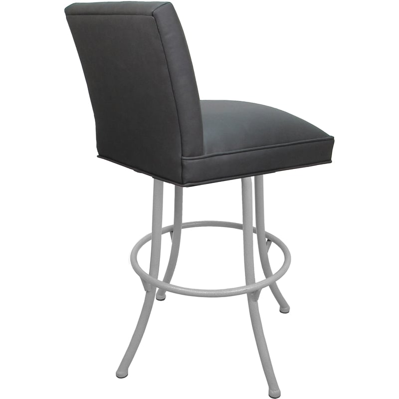 Set of 3 Extra Tall Swivel Metal Stools - Sommerville Noam - Gray Vinyl - White