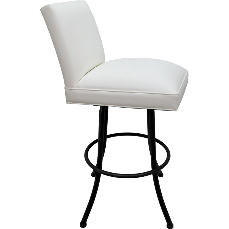 Set of 3 Extra Tall Swivel Metal Stools - Sommerville Noam - White Vinyl - Black