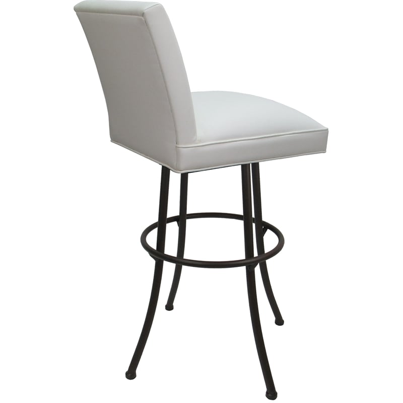 Set of 3 Extra Tall Swivel Metal Stools - Sommerville Noam - White Vinyl - Brown