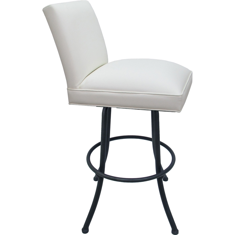 Set of 3 Extra Tall Swivel Metal Stools - Sommerville Noam - White Vinyl - Gray