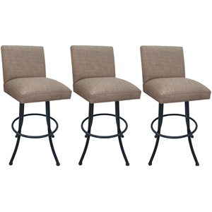 Set of 3 Extra Tall Swivel Metal Stools -Sommerville - Basin Beige Fabric - Gray