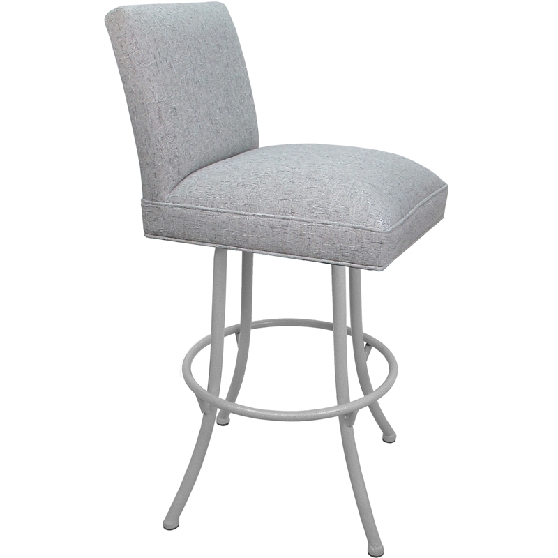 Set of 3 Extra Tall Swivel Metal Stools Sommerville Hemsath Slate Fabric - White