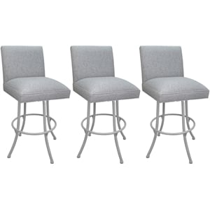 Set of 3 Extra Tall Swivel Metal Stools Sommerville Hemsath Slate Fabric - White