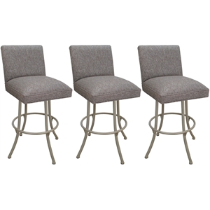 Set of 3 Extra Tall Swivel Metal Stools Sommerville - Mojave Gray Fabric - Beige