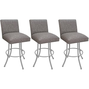 Set of 3 Extra Tall Swivel Metal Stools Sommerville - Mojave Gray Fabric - White
