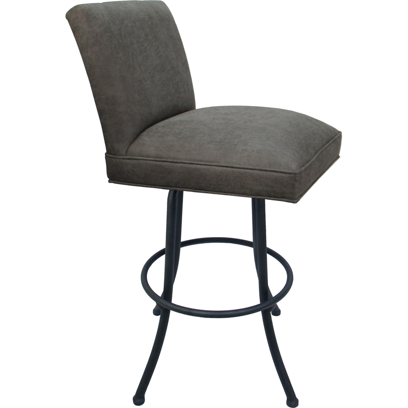 Set of 3 Extra Tall Swivel Metal Stools Sommerville NW Elk Charcoal Fabric -Gray