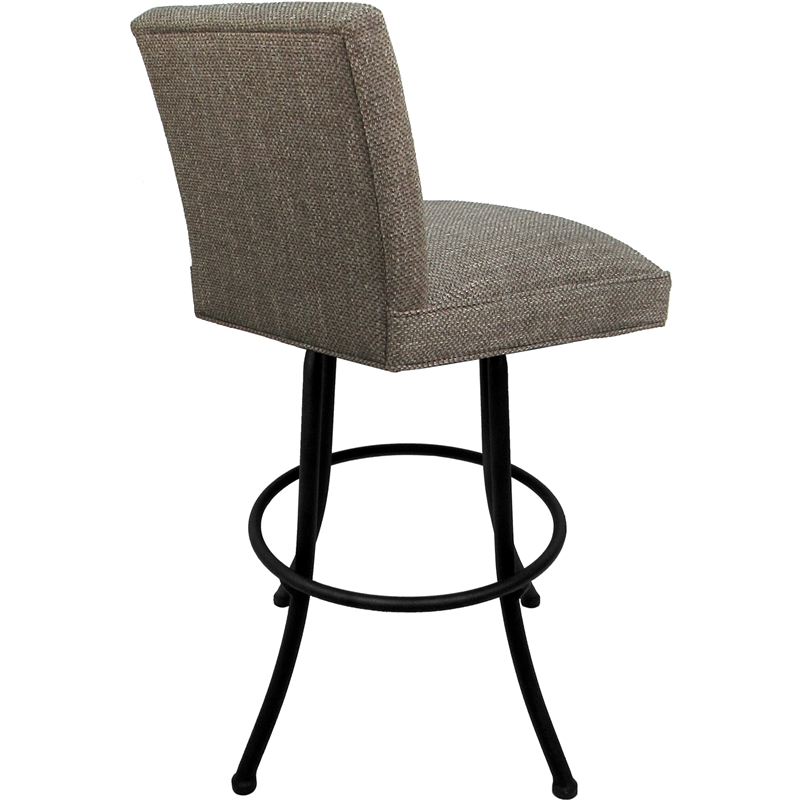 Set of 3 Extra Tall Swivel Metal Stools Sommerville Plumley Cocoa Fabric - Black