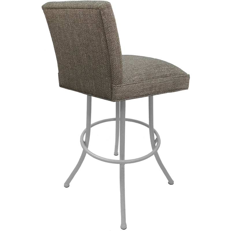 Set of 3 Extra Tall Swivel Metal Stools Sommerville Plumley Cocoa Fabric - White