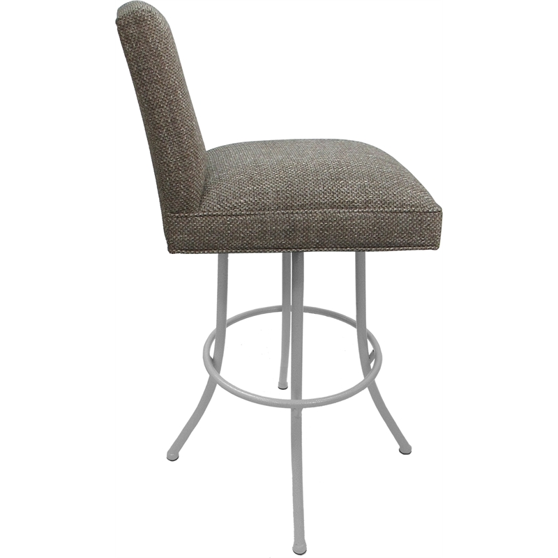 Set of 3 Extra Tall Swivel Metal Stools Sommerville Plumley Cocoa Fabric - White