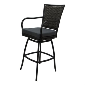Outdoor/Indoor Swivel Counter Stool 26&quot Elon Arms - Charcoal Fabric - Dark Brown