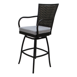 Outdoor/Indoor Swivel Counter Stool 26&quot - Elon Arms - Cream Fabric - Dark Brown