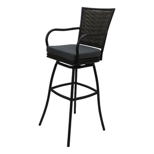 Outdoor/Indoor Extra Tall Swivel Stool 34&quot - Elon - Charcoal Fabric - Dark Brown