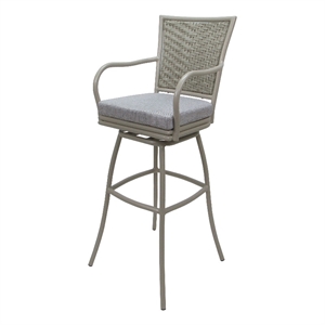Outdoor/Indoor Extra Tall Swivel Stool 34&quot Seat Elon Arms - Cream Fabric - Beige