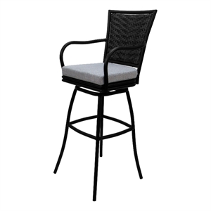 Outdoor/Indoor Extra Tall Swivel Stool 34&quot Seat - Elon - Cream Fabric - Black