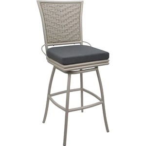 Outdoor/Indoor Swivel Counter Stool 26&quot - Elon Armless - Charcoal Fabric - Beige