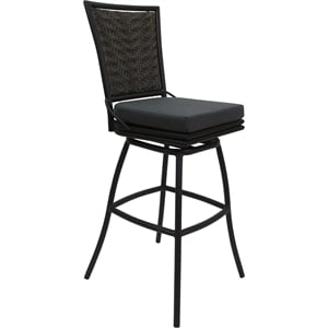 Outdoor/Indoor Swivel Counter Stool 26&quot Elon Armless Charcoal Fabric -Dark Brown