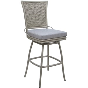 Outdoor/Indoor Swivel Counter Stool 26&quot Seat Elon Armless - Cream Fabric - Beige