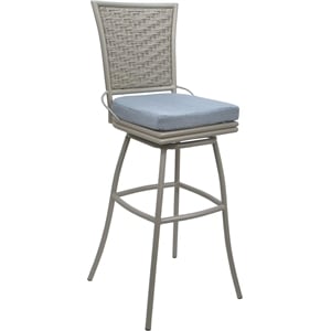 Outdoor/Indoor Extra Tall Swivel Stool 34&quot Seat Elon Armless Blue Fabric - Beige