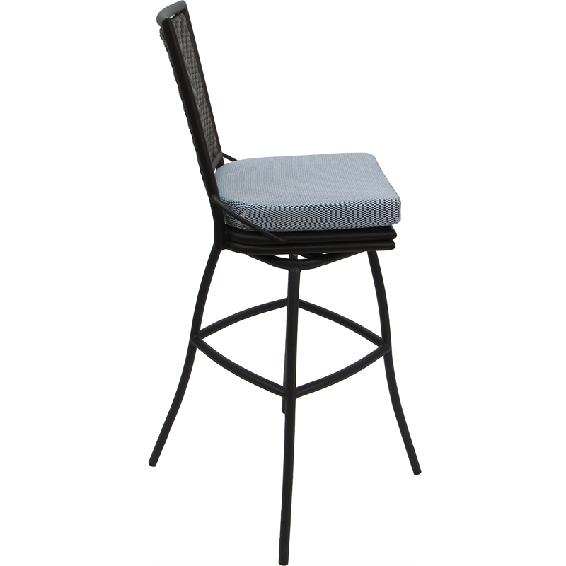 Outdoor/Indoor Extra Tall Swivel Stool - Elon Armless - Blue Fabric - Dark Brown