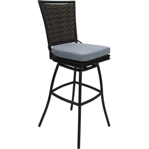 Outdoor/Indoor Extra Tall Swivel Stool - Elon Armless - Blue Fabric - Dark Brown