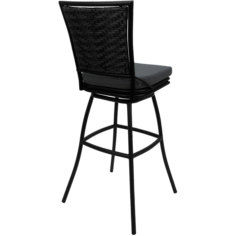 Outdoor/Indoor Extra Tall Swivel Stool - Elon Armless - Charcoal Fabric - Black