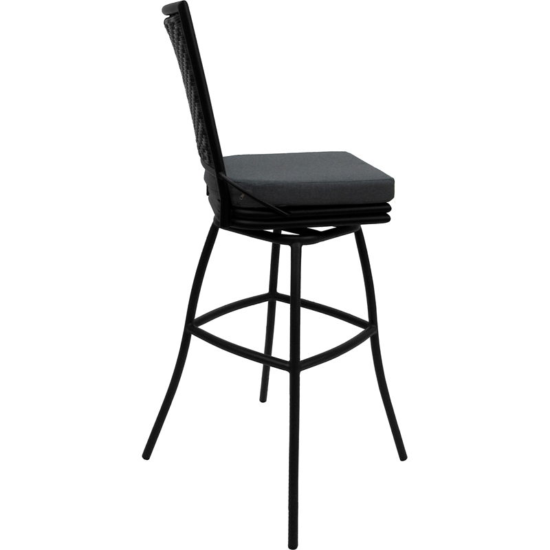 Outdoor/Indoor Extra Tall Swivel Stool - Elon Armless - Charcoal Fabric - Black
